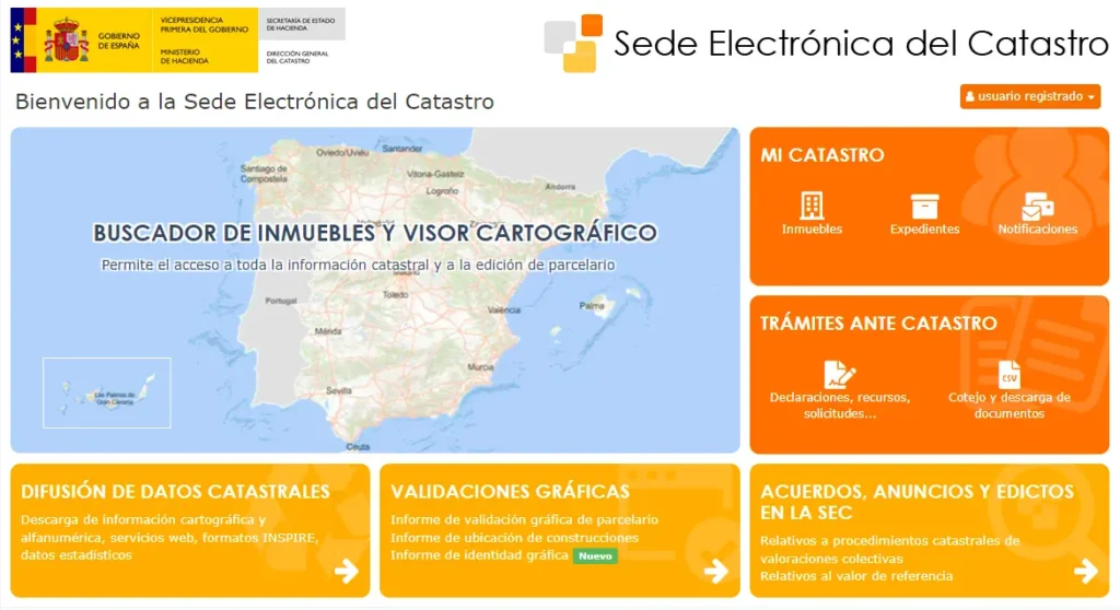 Acceso a la sede electrónica del catastro para conseguir la referencia catastral